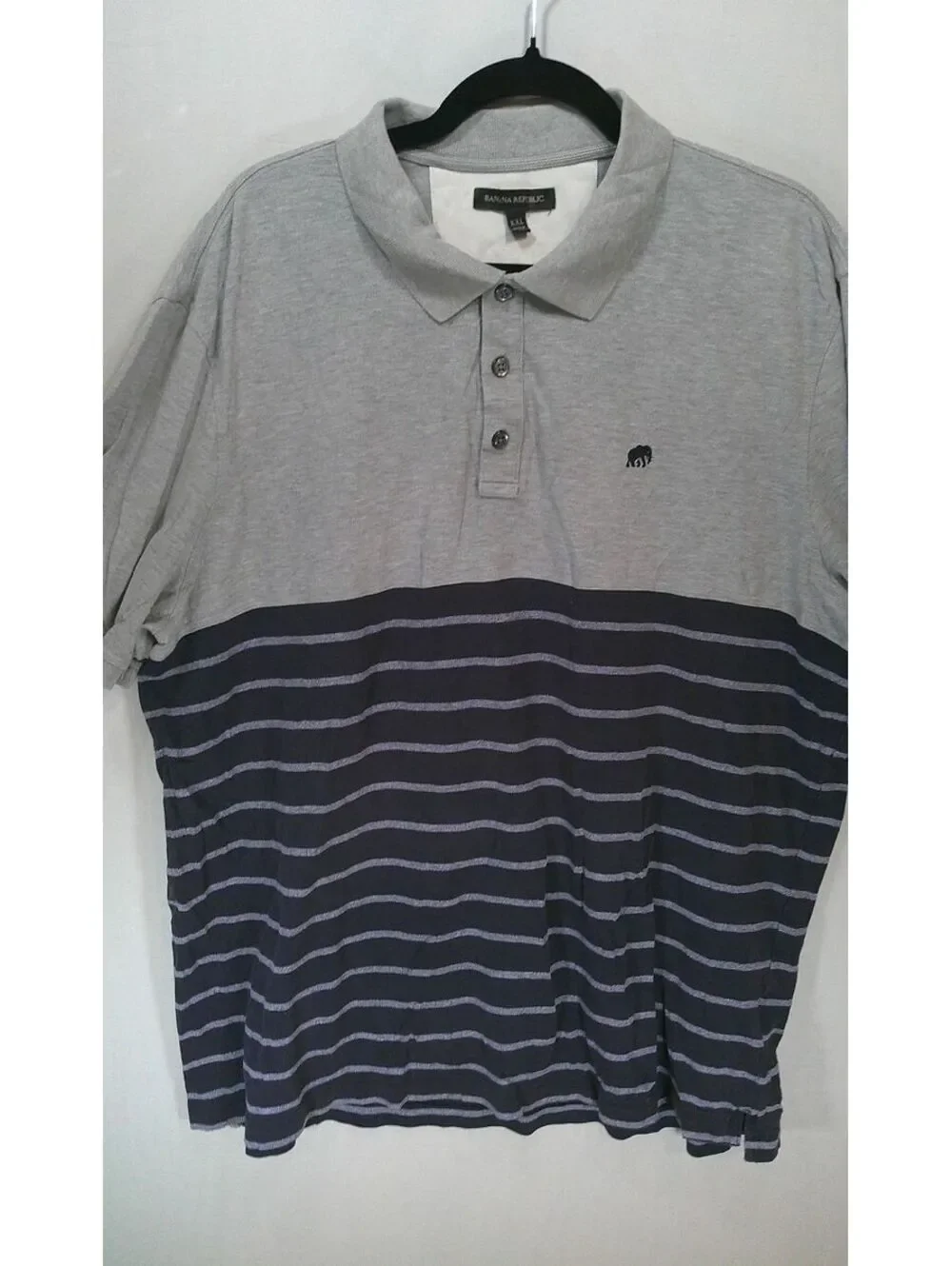 Banana Republic XXL Polo Shirt - Classic Gray & Navy Striped